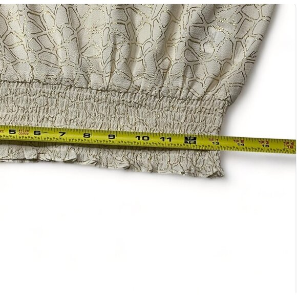 Michael Kors Womens Metallic Print Top With Ruched Hem & Button Detail, New - Picture 11 of 14